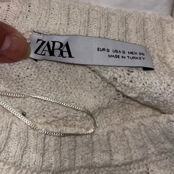 Zara Open Back Pearl Embellished Knit Crop Short Sleeve Top - Picture 8 of 11